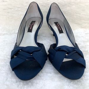 Nina Navy crepe evening shoe